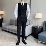 韩版修身商务毛呢双排扣马甲套西装MJT1824-P130，男装西服套装，星座1606-1