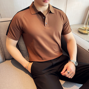 夏季男士PLO衫时尚拼色短袖上衣男2820-P55图片
