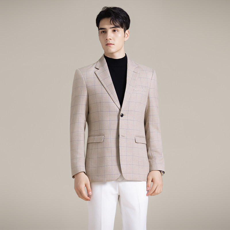 韩版修身西服时尚休闲格子西装外套DX49-P148,男装西服套装,星座1606-1