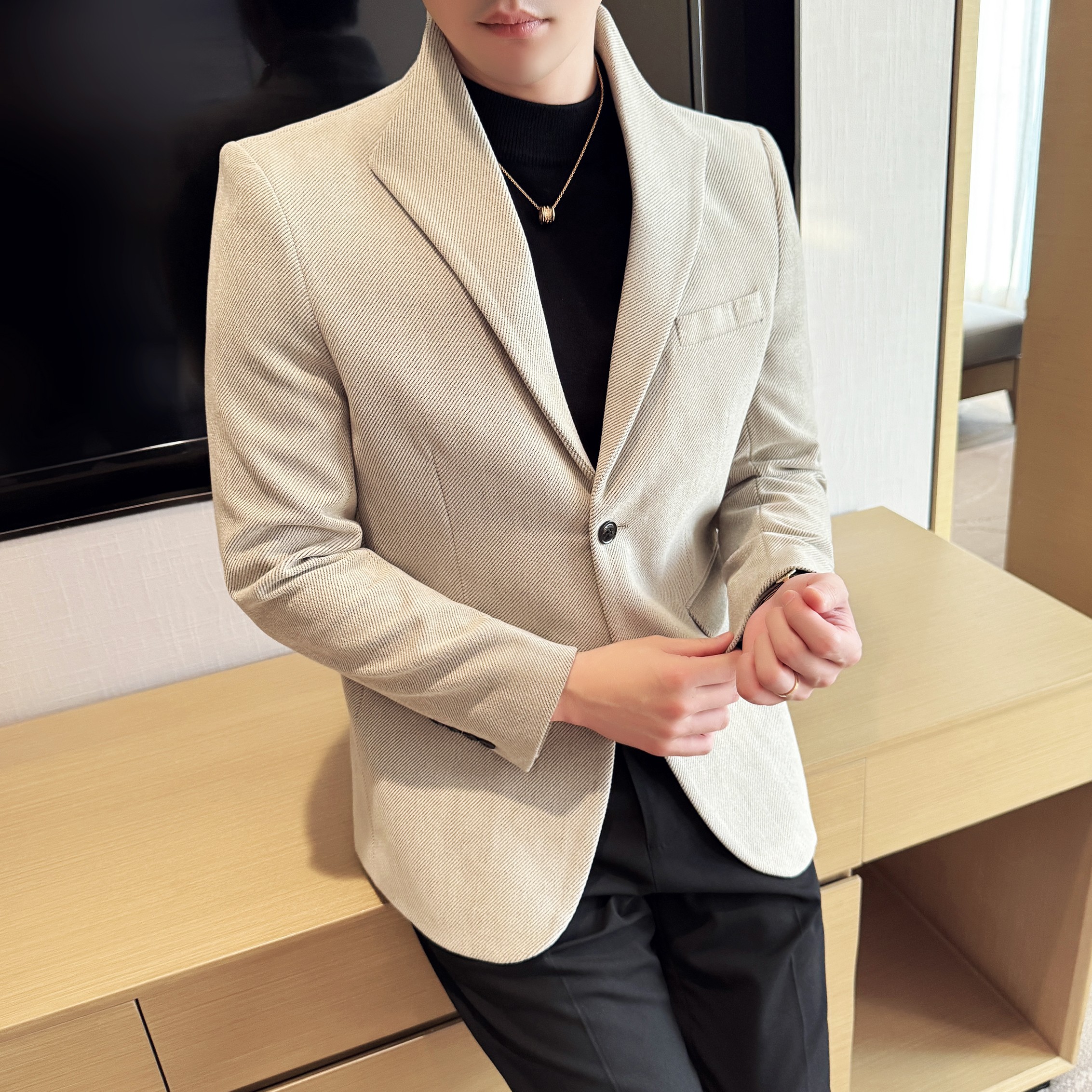 新中式立领时尚休闲西装外套男士韩版修身西服DX65-P148,男装西服套装,星座1606-1