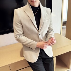 新中式立领时尚休闲西装外套男士韩版修身西服DX65-P148图片