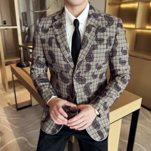 时尚休闲刺绣提花西装外套男士韩版修身西服DX68-P148图片