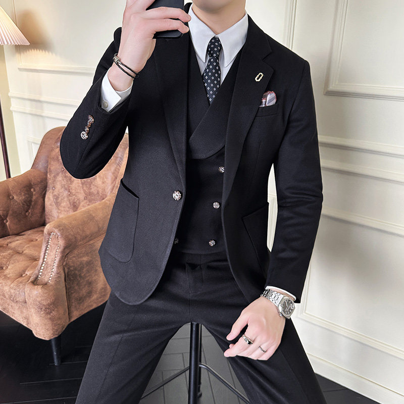 韩版修身商务西服毛呢西装三件套1824-P235，男装西服套装，星座1606-1