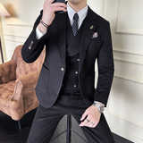 韩版修身商务西服毛呢西装三件套1824-P235，男装西服套装，星座1606-1