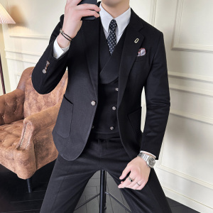 韩版修身商务西服毛呢西装三件套1824-P235，男装西服套装，星座1606-1