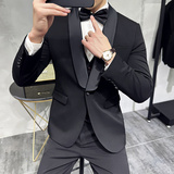 结婚礼服西装套装韩版修身西装三件套8808-P265，男装西服套装，星座1606-1