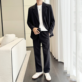 冰丝垂感西服宽松休闲直筒阔腿裤西装套装长袖2307-P195，男装西服套装，星座1606-1