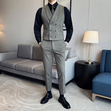 韩版修身商务毛呢双排扣马甲套西装MJT1824-P130，男装西服套装，星座1606-1