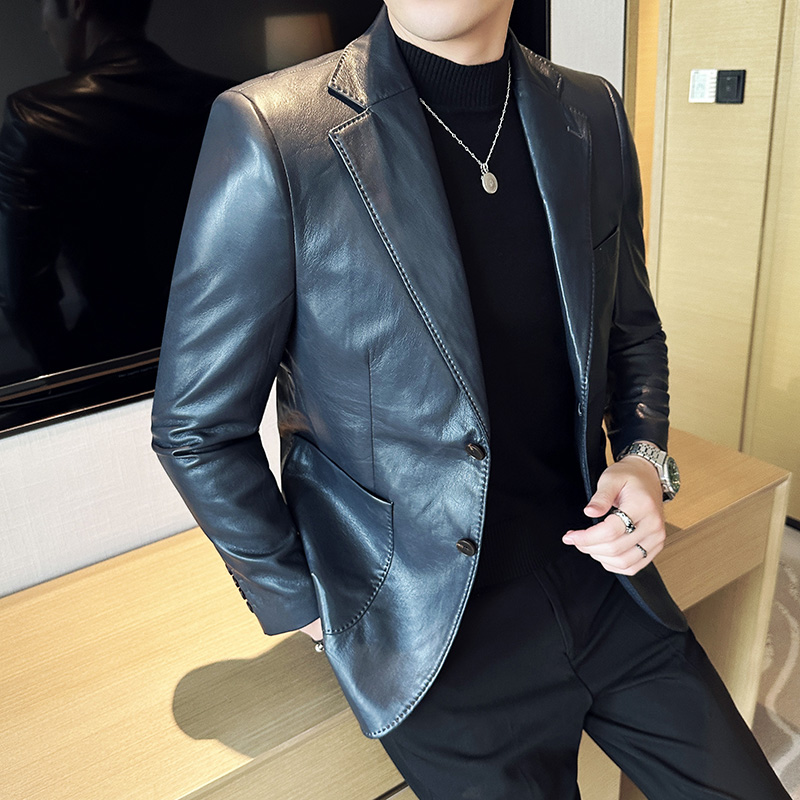 高品质韩版修身彷真皮衣商务休闲西服DX02-P158，男装西服，星座1606-1