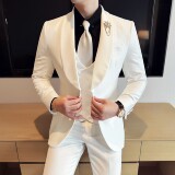 青果领结婚礼服西装韩版修身西服套装2511-P275，男装西服套装，星座1606-1