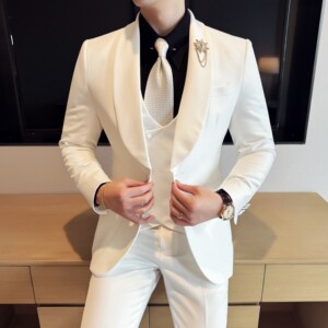 青果领结婚礼服西装韩版修身西服套装2511-P275图片