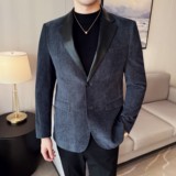 莱赛尔拼皮男士韩版修身西服时尚休闲西装外套DX57-P148，男装西服套装，星座1606-1