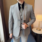 男士青果领商务休闲西装结婚礼服西服套装2526-P265，男装西服套装，星座1606-1