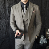 韩版修身商务西服毛呢西装三件套1824-P235，男装西服套装，星座1606-1