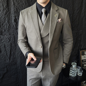 韩版修身商务西服毛呢西装三件套1824-P235，男装西服套装，星座1606-1