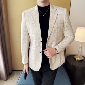 男士韩版修身西服时尚休闲提花西装外套DX62-P148图片