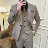 一粒扣西服套装韩版修身商务休闲西装三件套8801-P235，男装西服套装，星座1606-1