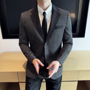 韩版修身西服时尚休闲撞色西装外套DX52-P148图片