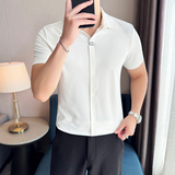 冰丝无痕高弹V领PLO衫高端时尚短袖上衣男2821-P62，男装T恤，星座1606-1