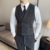 韩版修身商务毛呢双排扣马甲套西装MJT1824-P130，男装西服套装，星座1606-1