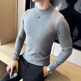 莫代尔抗起球半高领毛衣男针织套头毛衣修身毛线针织衫681-P48，男装针织衫/毛衣，星座1606-1