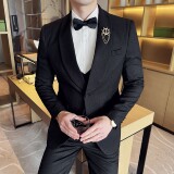 青果领结婚礼服西装韩版修身西服套装2511-P275，男装西服套装，星座1606-1