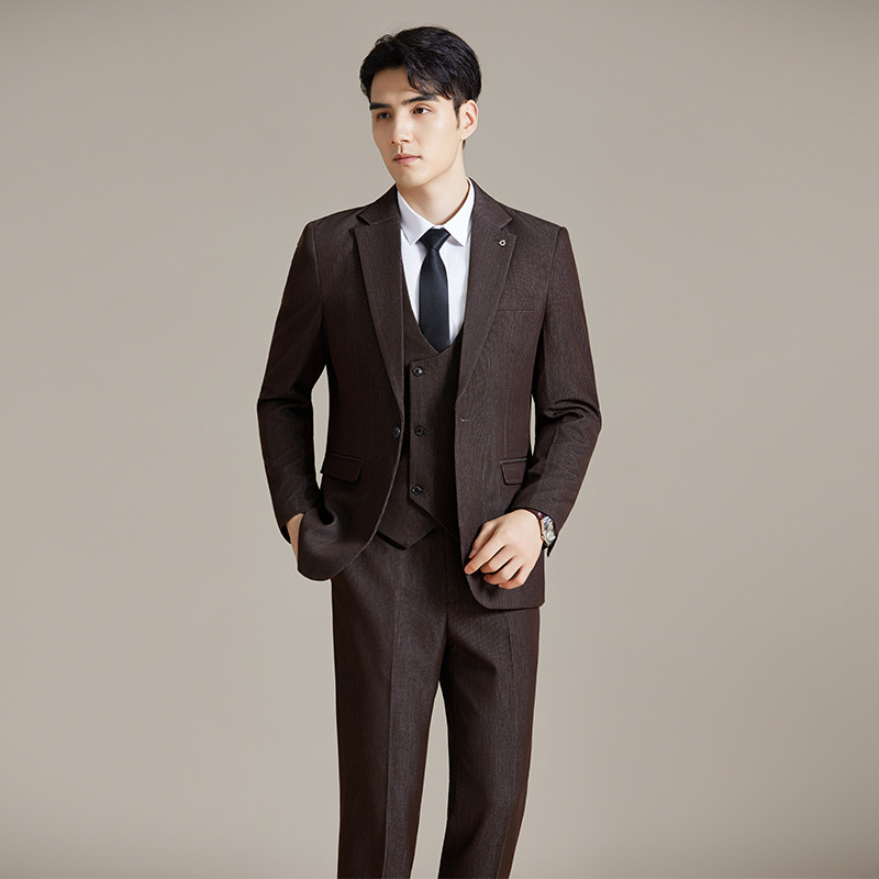 男士商务休闲西装韩版修身纯色暗纹西服三件套2512-P275,男装西服套装,星座1606-1