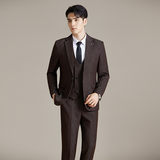 男士商务休闲西装韩版修身纯色暗纹西服三件套2512-P275，男装西服套装，星座1606-1