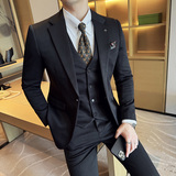 韩版修身西服针织斜纹西装三件套2407-P265，男装西服套装，星座1606-1