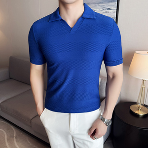 DS018-P48男士短袖POLO衫春夏新款时尚百搭修身立体T恤图片