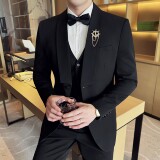 男士青果领商务休闲西装结婚礼服西服套装2526-P265，男装西服套装，星座1606-1