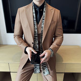 双层领韩版修身西服围巾搭配时尚潮流西装三件套2412-P280，男装西服套装，星座1606-1