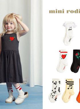 现货 瑞典  MINI RODINI 25ss 春夏新款音符爱心印花百搭棉袜