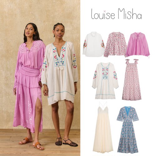 现货 Lousie Misha 26ss 春夏女士法式刺绣蕾丝上衣衬衫连衣裙