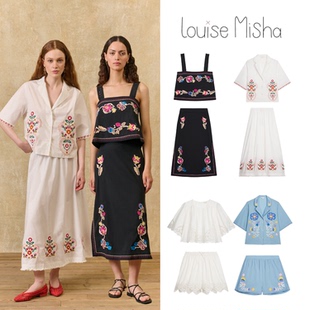 现货 Lousie Misha 26ss 春夏女士法式刺绣蕾丝上衣衬衫半裙短裤