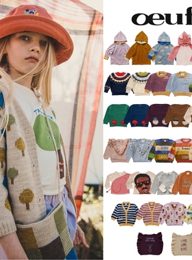 季末折扣 OEUF 羊驼绒洋气可爱针织保暖连帽套头毛衣背心针织衫
