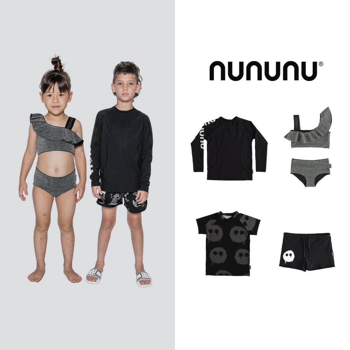 现货 NUNUNU 22ss 春夏 儿童分体泳衣泳裤 个性套装长袖防晒 度假