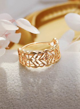 法式宫廷S925银镀14K金镂空戒指