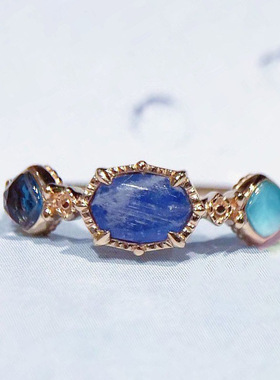 agete925银蓝宝石托帕石戒指