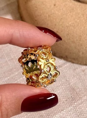 S925纯银镂空雕花意大利风戒指