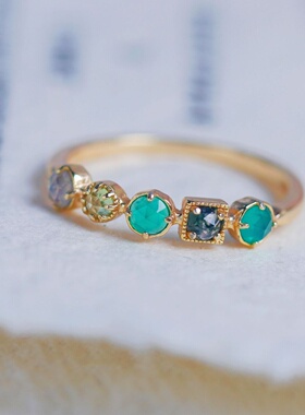 天然水晶橄榄石拉长石925银戒指