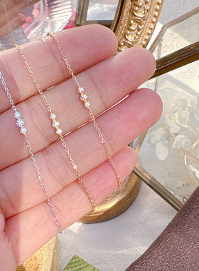 轻奢三颗钻水滴联排手链S925银