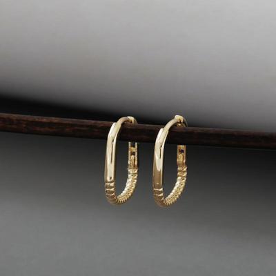 S925纯银镀18K金耳环简约百搭