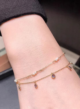 日式极细天然珍珠S925镀金手链