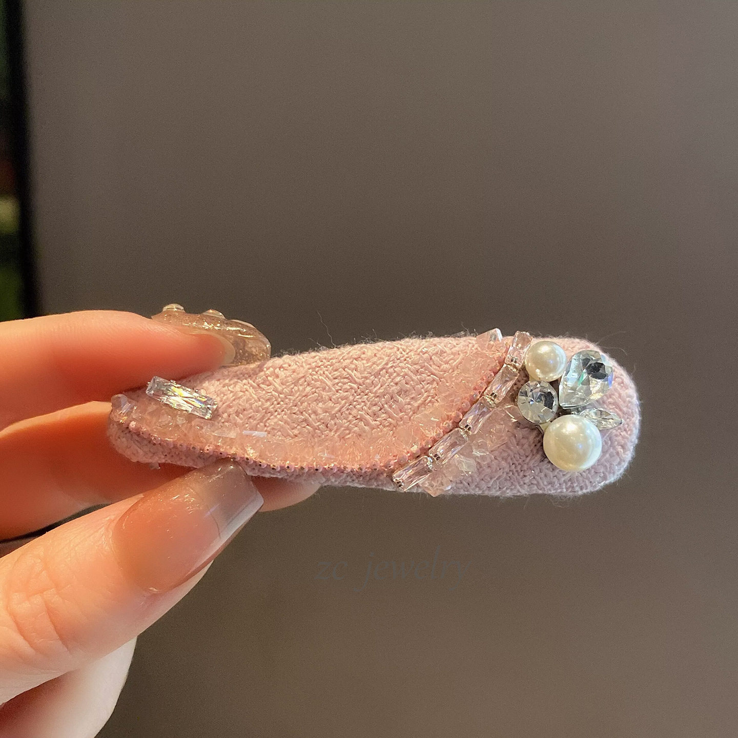 韩国水晶粉色设计感发夹甜美气质少女感侧边夹额前刘海碎发一字夹,饰品/流行首饰/时尚饰品新,民族风发饰,淘宝优惠券,粉丝福利购,淘宝优惠卷