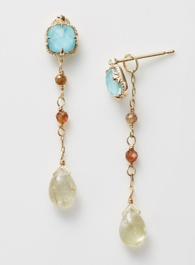 日系轻奢agte同款22夏 Dear 天然水滴发晶流苏耳环 简约百搭925银