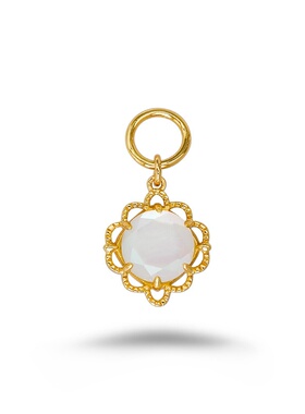 轻奢清新白贝白水晶双面吊坠女