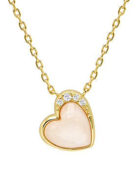 日系甜美S925银14K镀金爱心项链