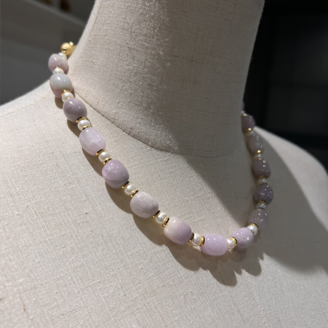 天然紫锂辉2023新款小众设计感复古项链女气质小清新柔美锁骨颈链