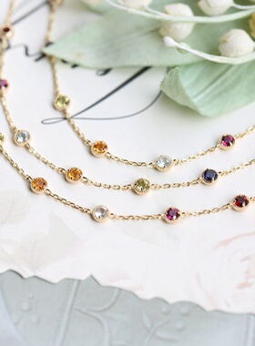 日系简约彩虹水晶925银手链